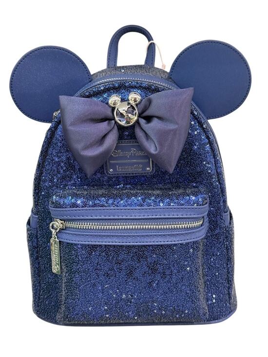 Loungefly Disney Parks DVC Disney Vacation Club Blue Sequin Mini Backpack NWT